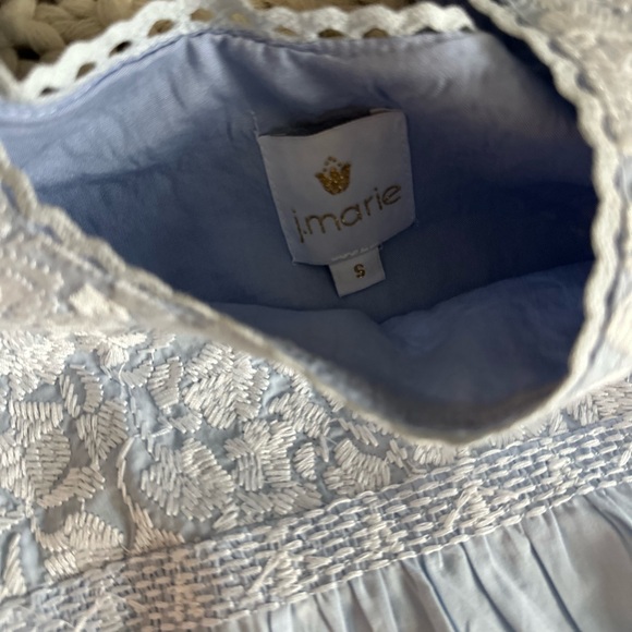 J.Marie Blue & White Embroidered Top - Picture 4 of 4
